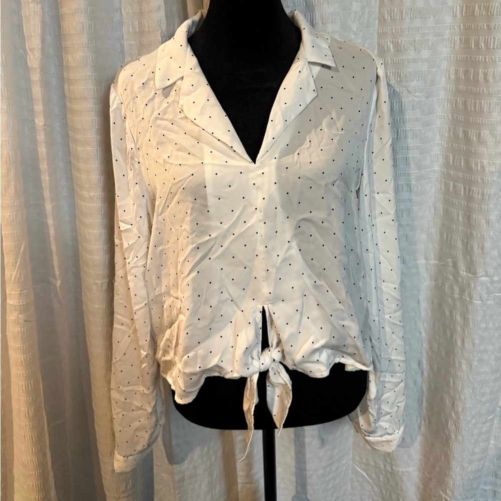 White Polka Dot Women's Top
